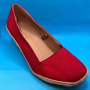 George Canvas Wedges Shoes For Women  Slip-On Comfortable, red size 9
